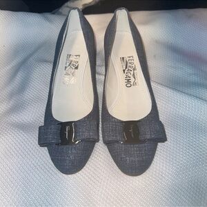 Salvatore Ferragamo Varina Denim Women's Blue Flats  5C NWOB